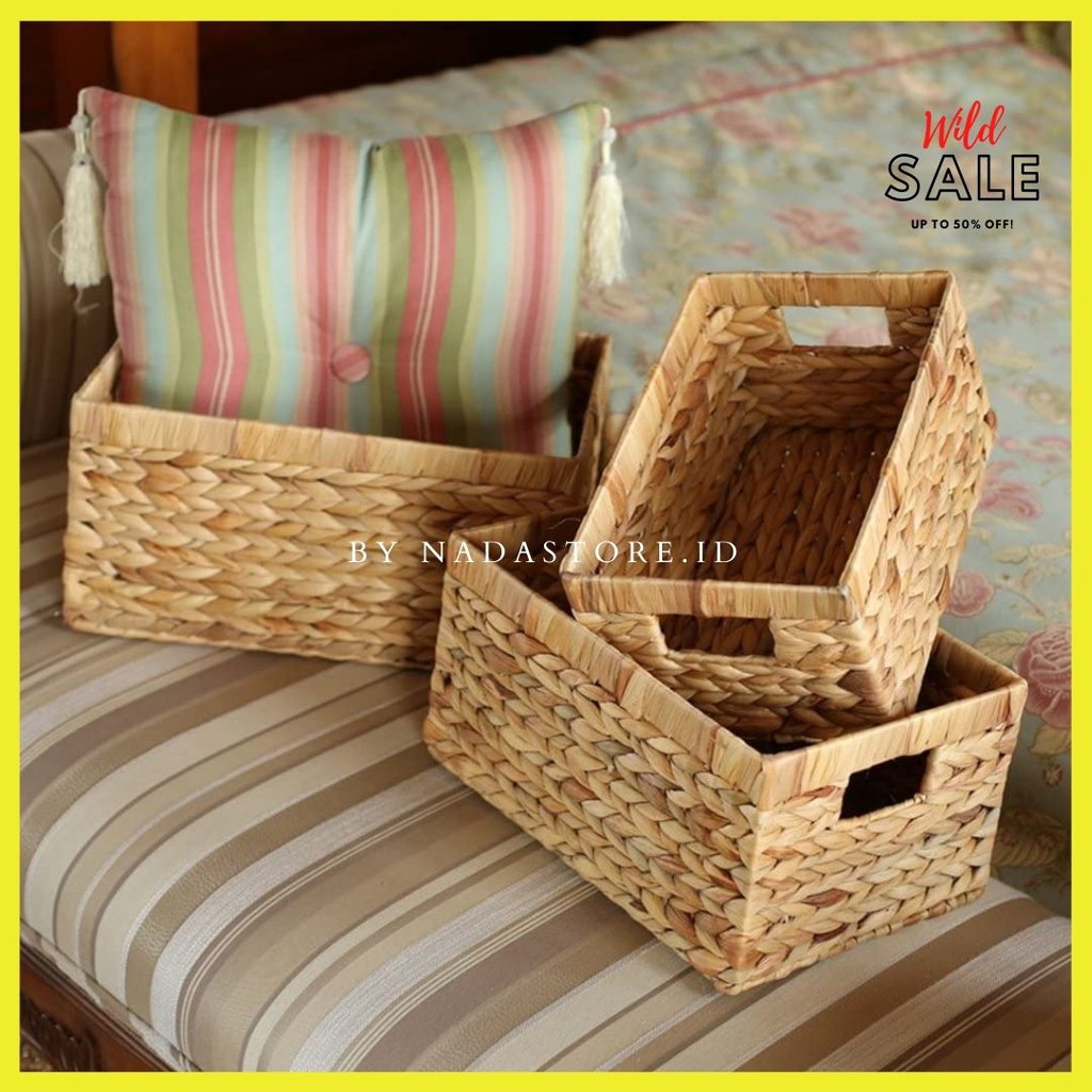 NADASTORE - kotak penyimpanan / keranjang / basket / keranjang anyaman enceng gondok Storage Baskets