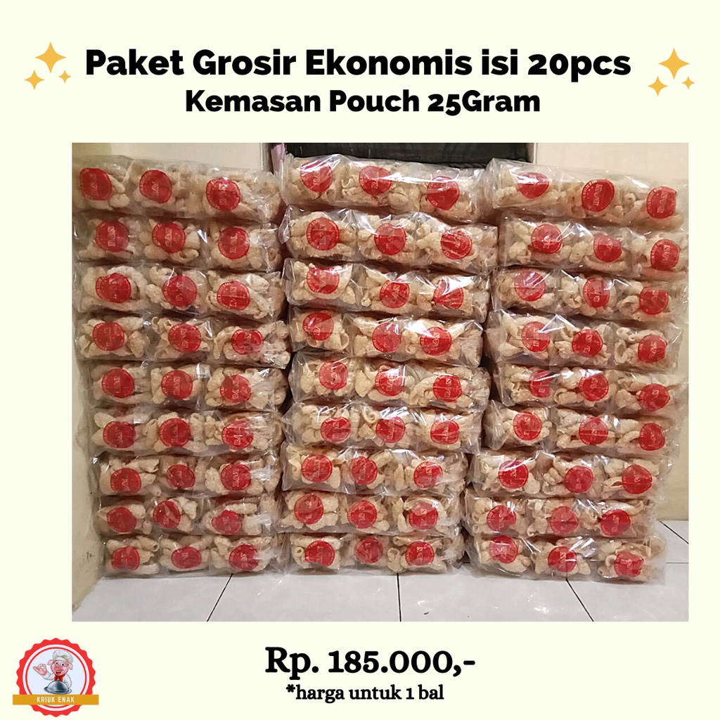 

PAKET GROSIR EKONOMIS ISI 20 PCS - KERUPUK KULIT BABI UK 25 GRAM