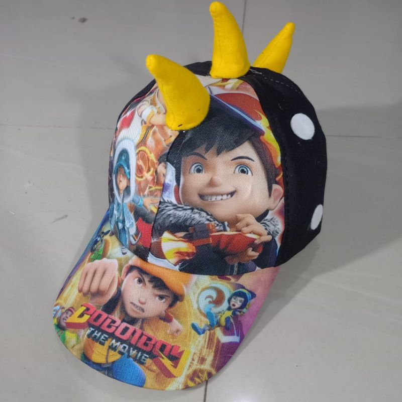 Topi Anak Baseball Model Karakter Boboiboy Laki laki dan perempuan usia 3-7 tahun-Hitam print