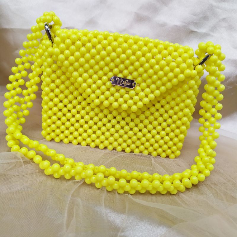 YURA BEAD BAG CUSTOM (tas mutiara/ tas manik-manik/ tas mote/ tas handmade/ tas ootd/ sling bag/ sho