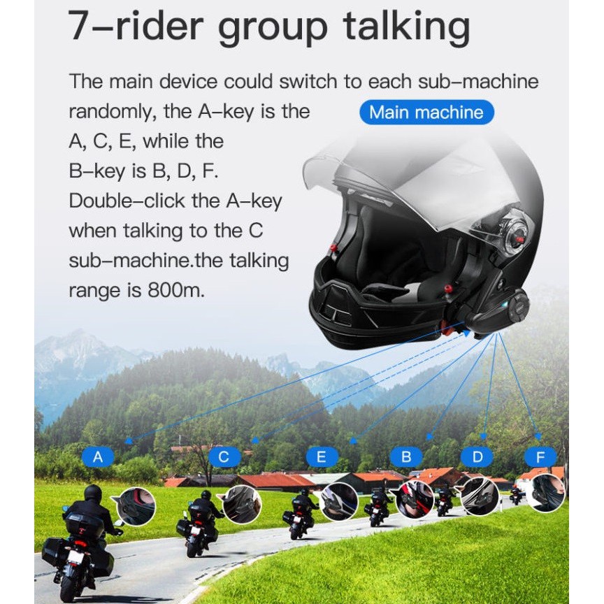 EJEAS Q7 Bluetooth 5.0 FM Radio Intercom 7 helm upgrade dr V6 Pro-4