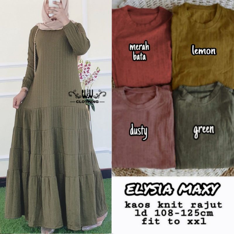 GAMIS DRESS HARIAN FALIA MAXY GAMIS WANITA BAHAN KAOS KNIT RAJUT IMPORT LD110-125cm FIT TO XL-4