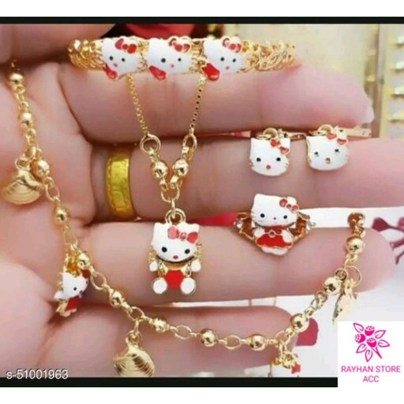 SM Perhiasan Anak anak set hello kitty motif merah terbaru