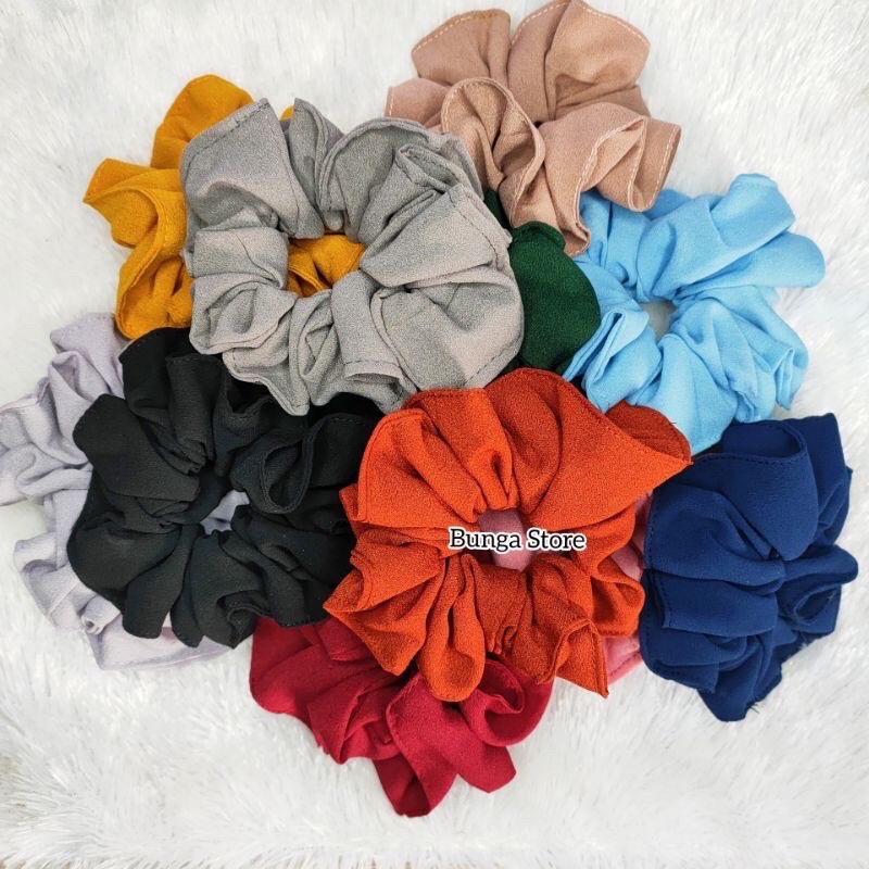 IKAT RAMBUT TALI KUNCIR SRUNCI SRUNCHIE MINI HIJAB CEMOL-Random Polos