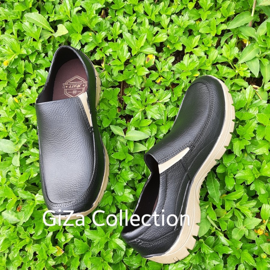 Sepatu Pria Formal Warna Hitam Full Karet Tanpa Sambungan Sepatu Hitam Pria