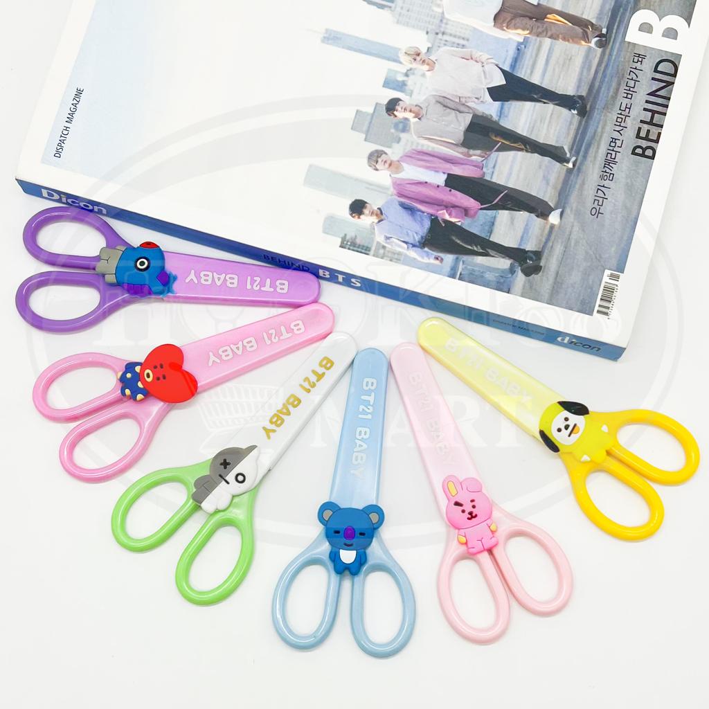 GUNTING ANAK MINI + TUTUP KARAKTER BT21 / SAFETY SCISSORS BTS BT21 [IMPORT]