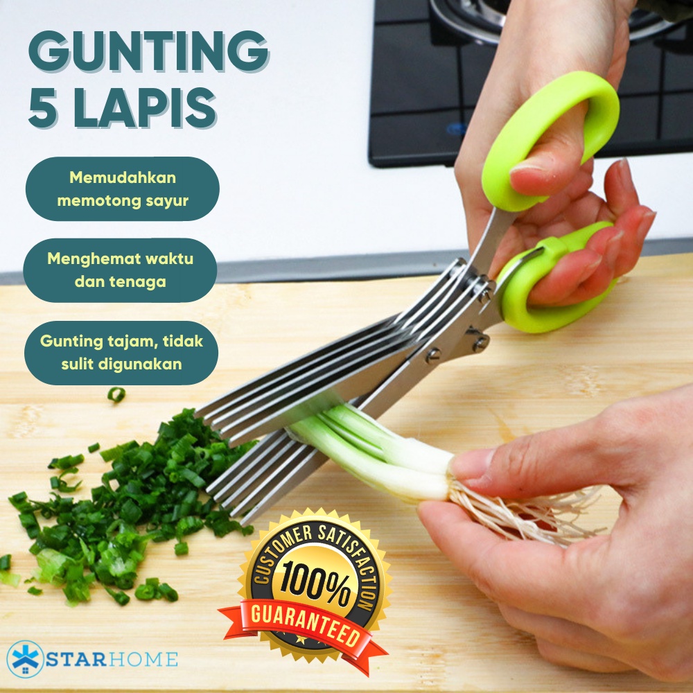 Gunting Daun Bawang Gunting Dapur 5 Lapis Guntingan Sayur Serbaguna Kitchen Scissors