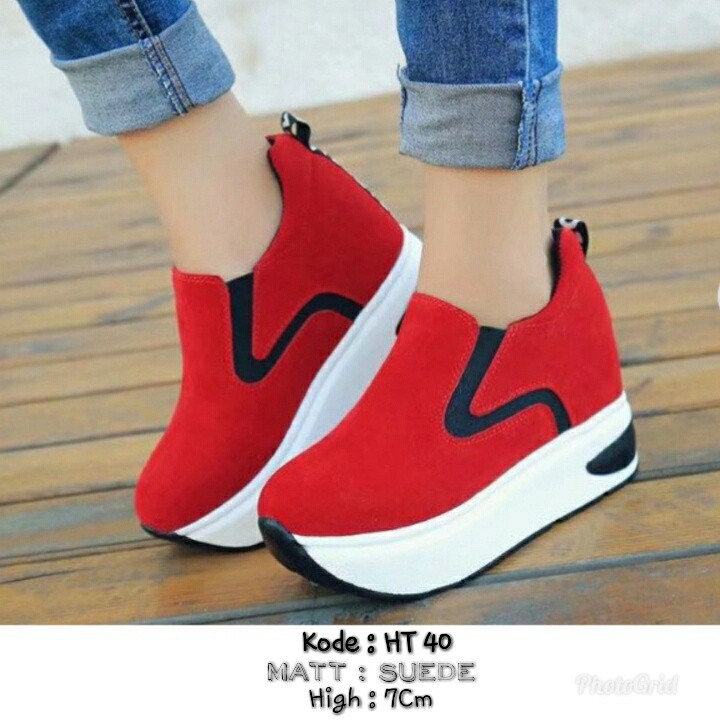 HT 40 SNEAKER WEDGES KOREA RED black 7 CM