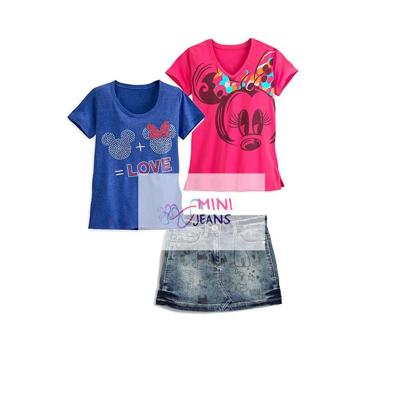 Baju Anak Cewek : Mini Jeans 3in1 Minnie Love Set Jeans