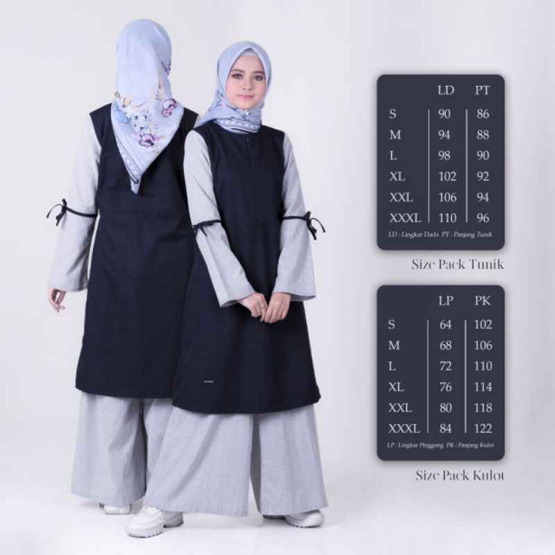 CULLOTE SET MALAYKA STRIPPER NAVY UPMORE KULOT SET TUNIK