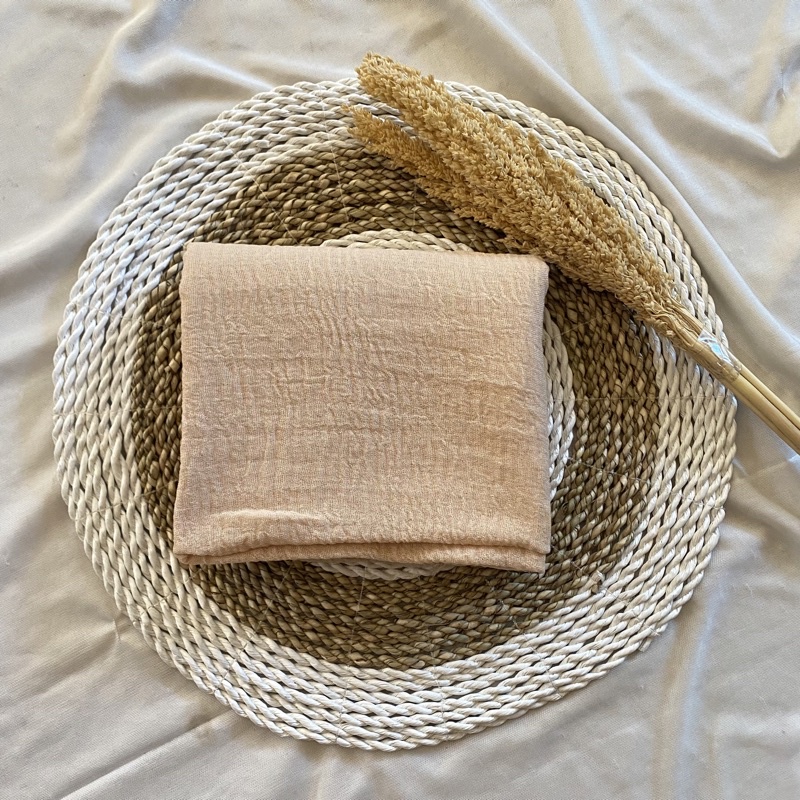 PASHMINA 𝖢𝖱𝖨𝖭𝖪𝖫𝖤 ORIGINAL 𝖬𝖤𝖱𝖪 AZARA LAVANYA ( Pashmina Arabian/ Pashmina Kusut)-Cream