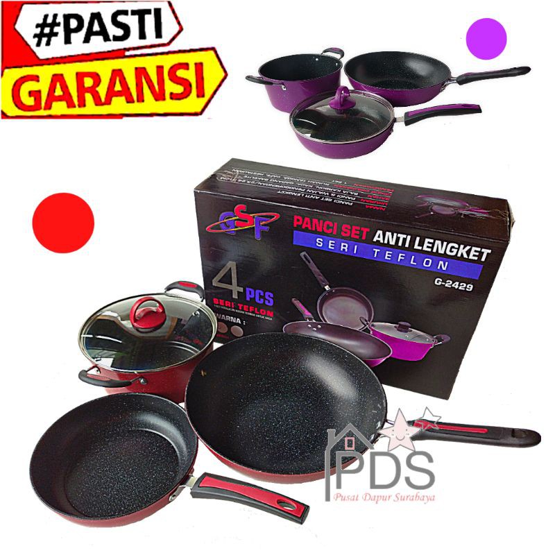 Panci Set Serbaguna 4 Pcs Gsf G 2429 Wajan Anti Lengket Teflon Penggorengan