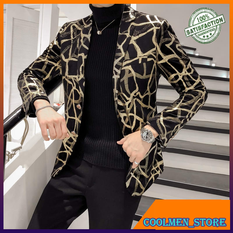 Jas Blazer Pria Slimfit Eksklusif 2020 New Blazer Men Korean Slim Fit Print Mens Blazer Jacket