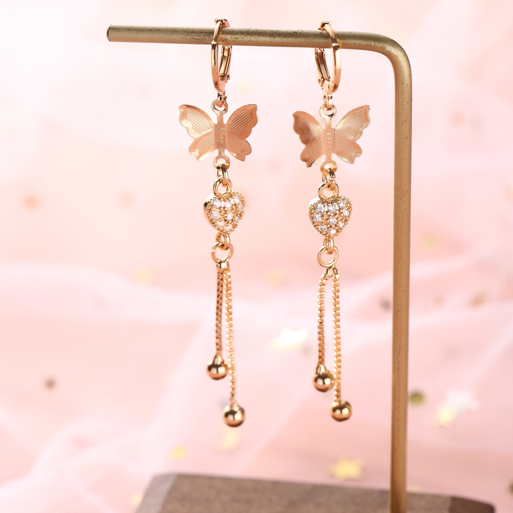 ✅COD Anting Panjang Wanita Titanium Mewah Berlian Anting Emas Tusuk Earing Aksesoris Fashion Perhisan Lapis Emas