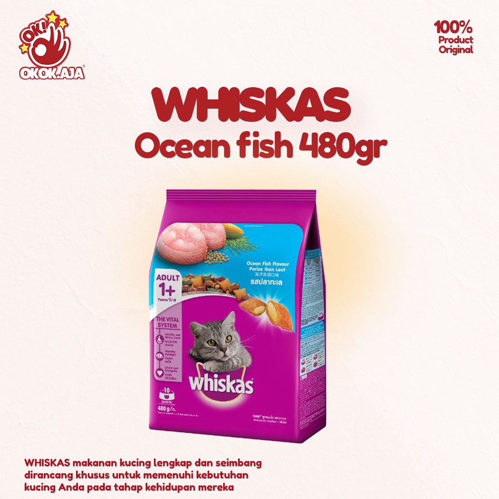 Makanan kucing kering WHISKAS 480gr Adult