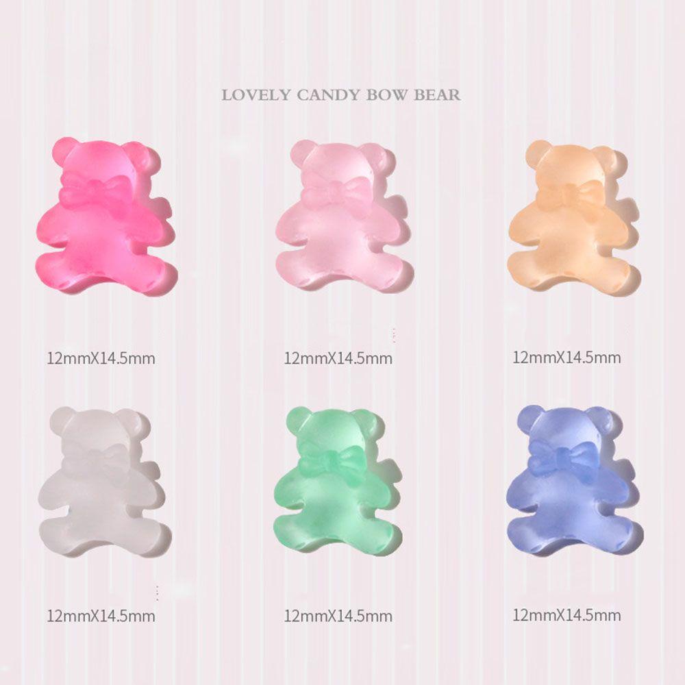 AUGUSTINA Augustina Bear Nail Art Dekorasi Lucu Resin Aurora Candy Bow Tie Bear Kristal DIY Ornamen