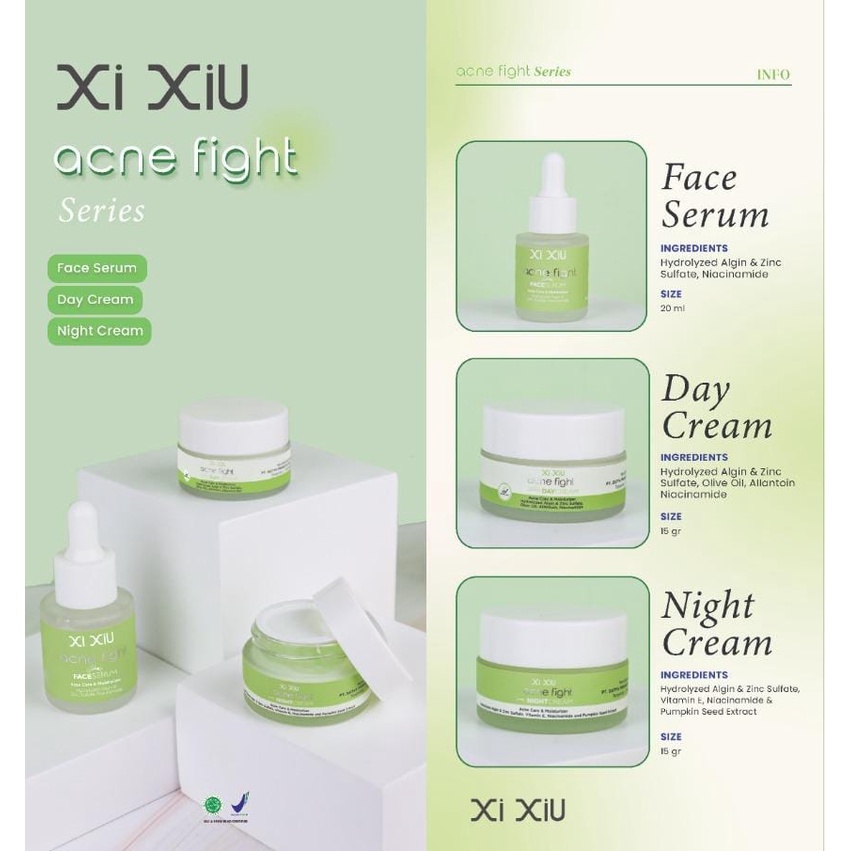 XI XIU BRIGHTENING GLOW ACNE FIGHT SERIES - FACE SERUM / DAY AND NIGHT CREAM