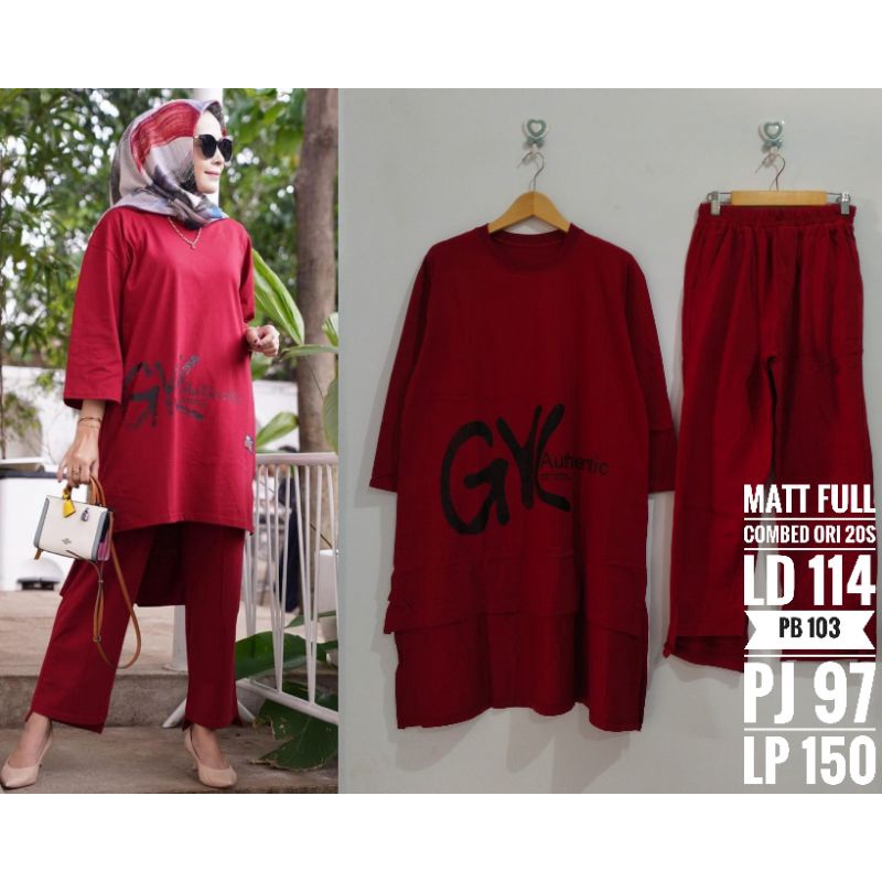 set cel combad long tunik terbaru model gyl