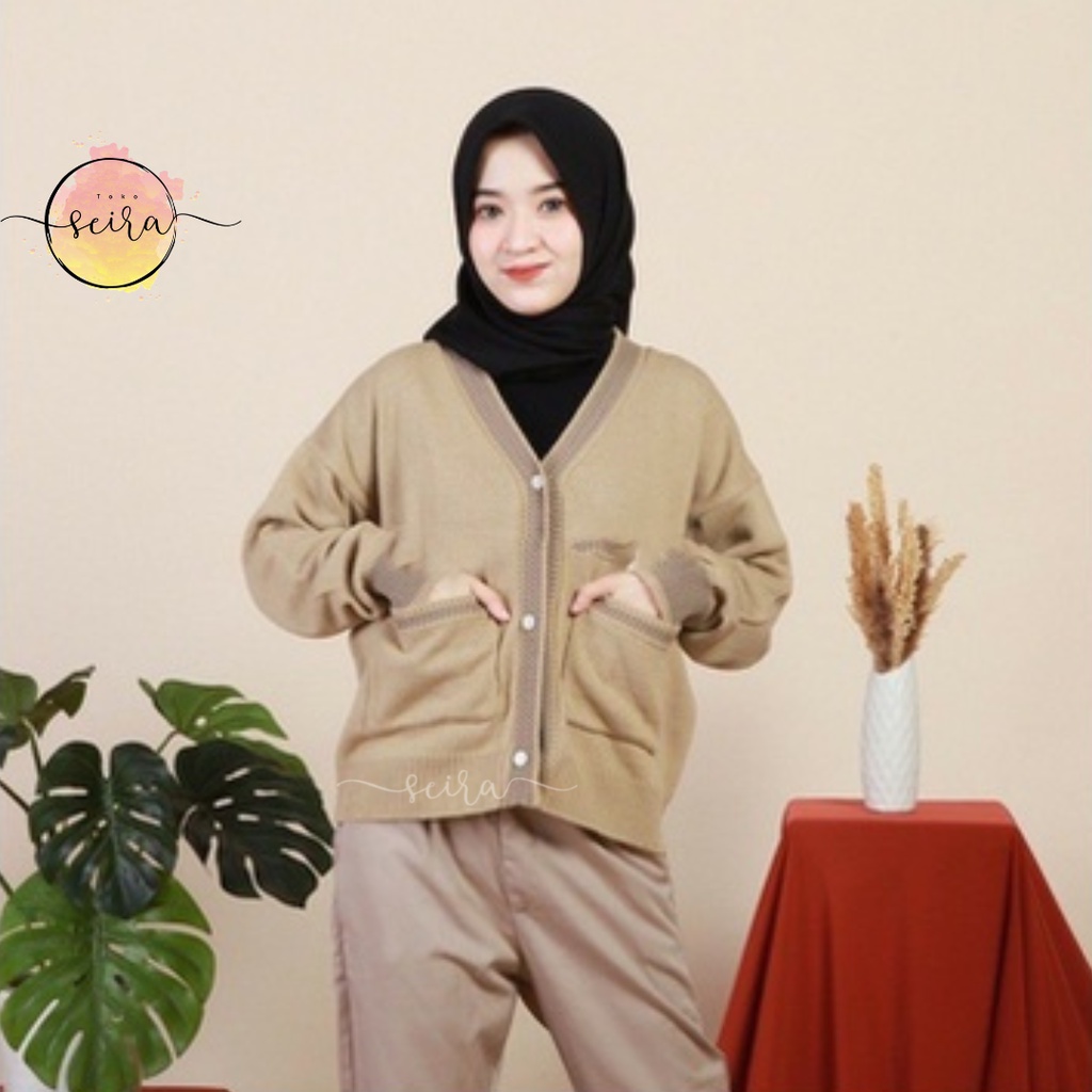 [BISA COD] Cardigan Rajut Kancing Pocket Kyla / Outer Outwear Kiyowo Cardy / Cardi Terbaru Kancing Hidip Saku