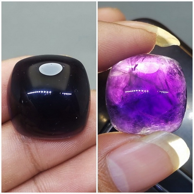 Batu Akik Asli Kecubung Wulung Hitam Sinar Ungu