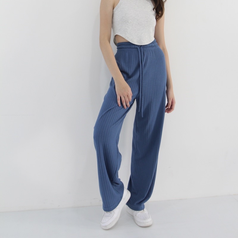 KYIRA PANTS / Celana Highwaist Kulot Knit Premium Panjang Wanita Tebal Berkualitas / Loose Cullote Pants /