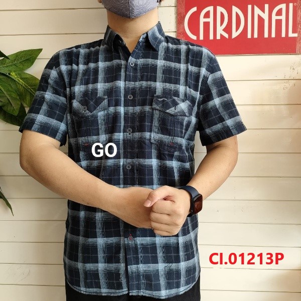 gof CARDINAL KEMEJA JUMBO SLIMFIT Hem Pria Baju Cowok Pakaian Pria Lengan Pendek Original