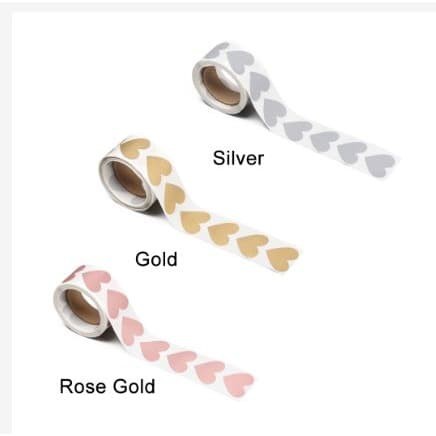 Scratch Off Sticker - Heart Gold/Silver/Rosegold Foil (10pcs)