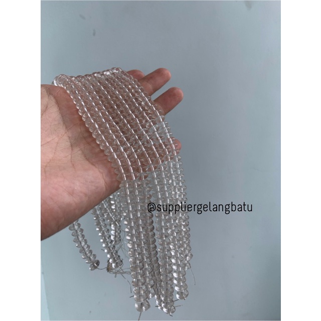 batu rondelle Stone Beads 3 x 8mm WHITE QUARTZ pembatas tasbih KUARSA