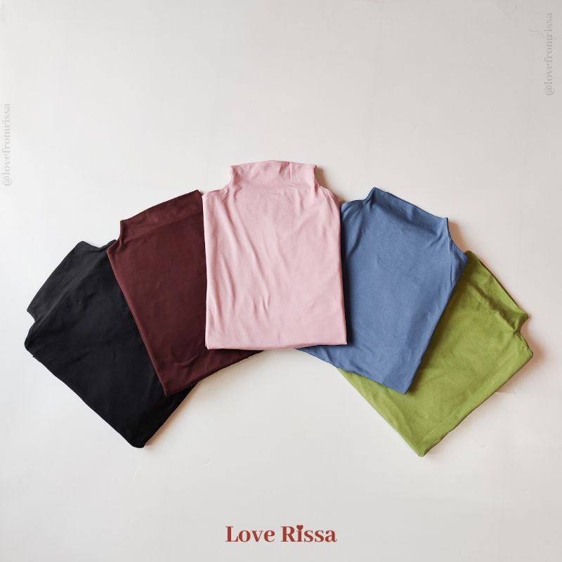 Baju Polos Wanita Lengan Panjang Korean Mock Half Turtle Neck Love Rissa