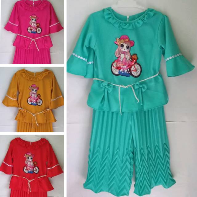 NASHA-Setelan lol plisket anak perempuan-Baju LED anak plisket-Baju plisket-Pakaian anak perempuan