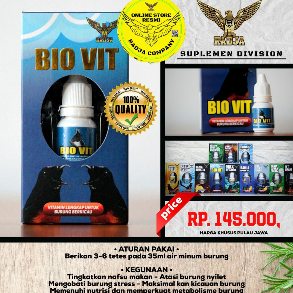[PRODUK RADJA SANGKAR] BIO VIT ORIGINAL VITAMIN HARIAN UNTUK BURUNG BERKICAU VITAMIN KUALITAS TINGGI
