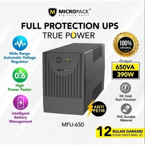 UPS Micropack MFU-650 Anti Petir 650VA / 390WATT Battery 7Ah