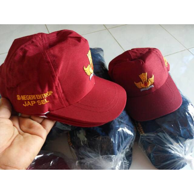 AM Promo  Topi SD bordir Logo tutwuri + identitas sekolah