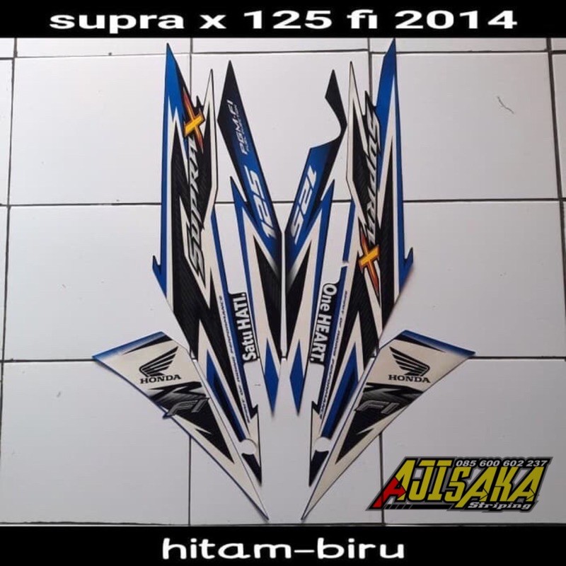 striping stiker lis les supra x 125 fi 2014 biru hitam biru