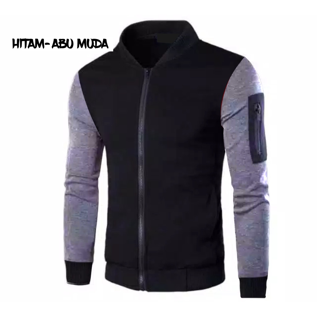 JAKET BOMBER DEWASA PRIA JUMBO FLEECE KOMBINASI MURAH