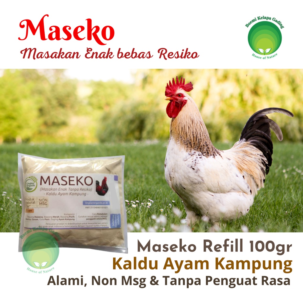 

Kaldu Bubuk Maseko Ayam Lingkar Organik Non MSG Refill isi 100 gram