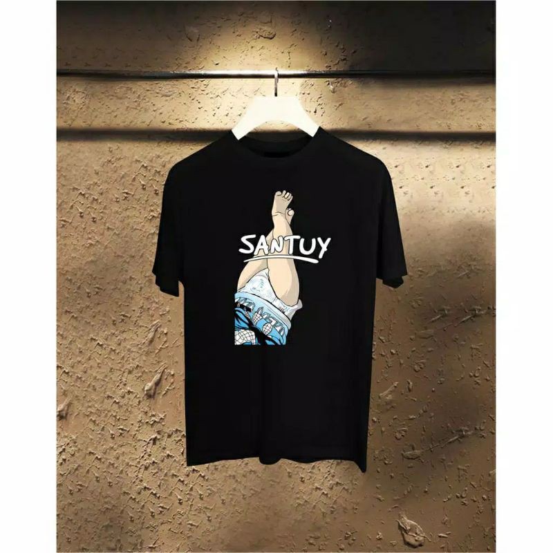 Fourfashion Kaos Pria Kaos Distro SANTUY BABY Black FN249