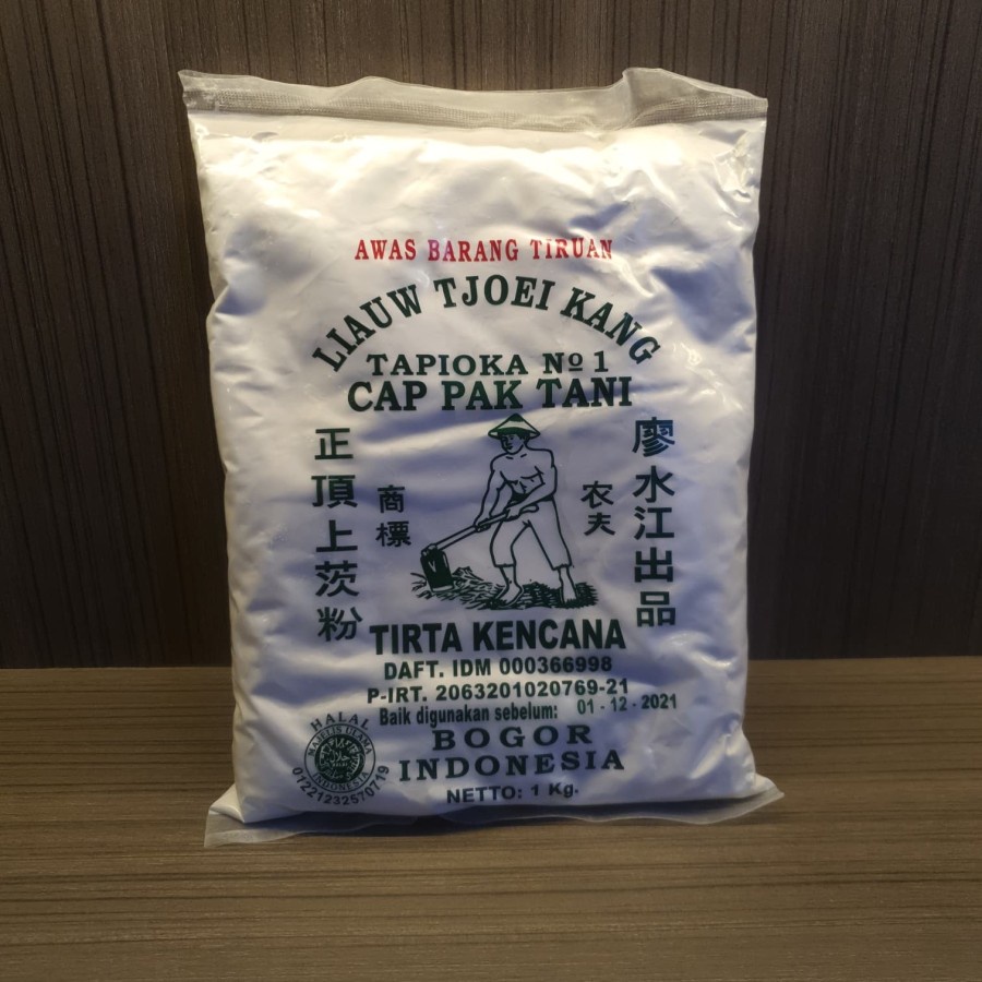 

Tepung Tapioka Cap Pak Tani Liaw Tjoei Kang Tirta Kencana HALAL 1 Kg