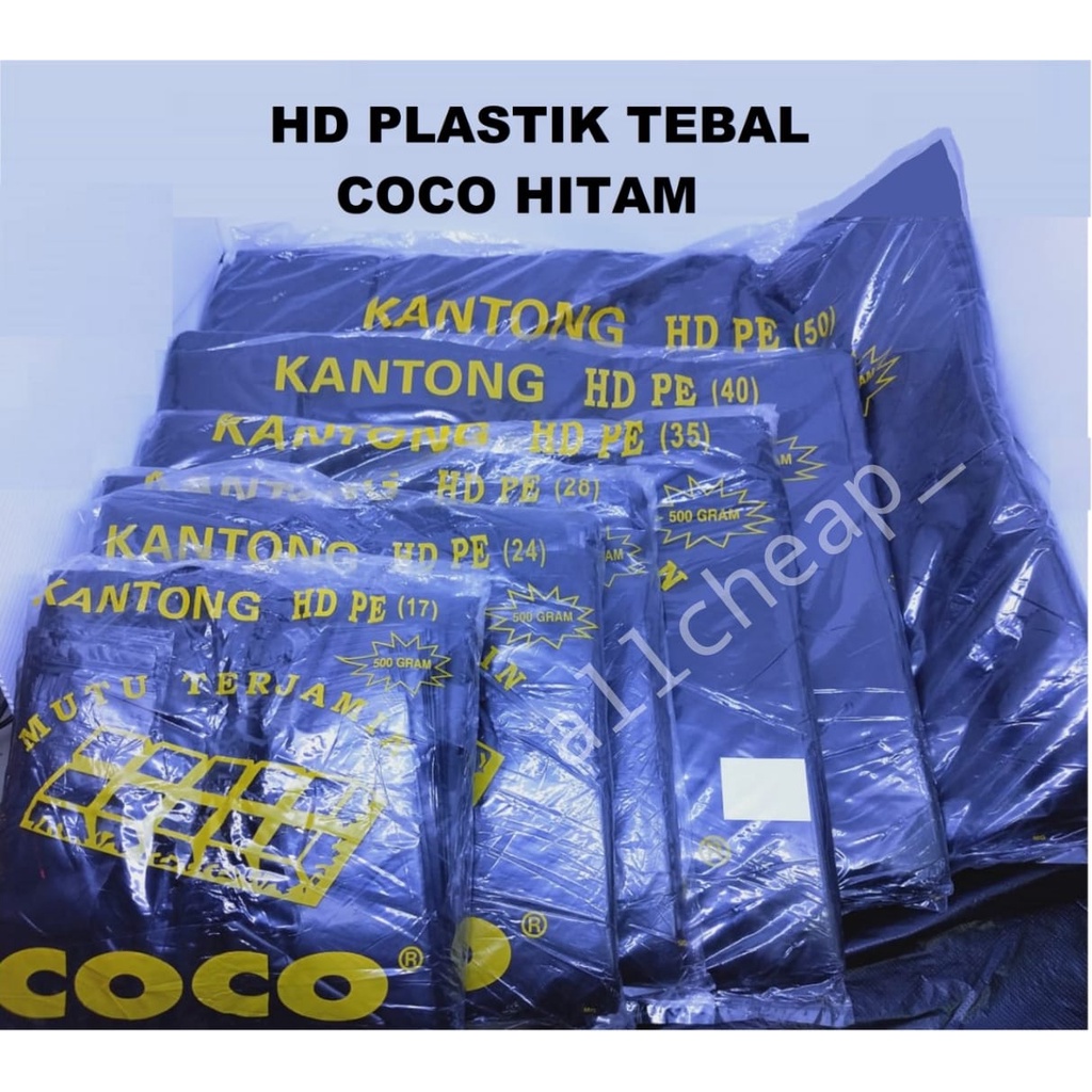 500GRAM HD 24 KANTONG PLASTIK KRESEK COCO SUPER JUMBO HITAM BESAR KUAT