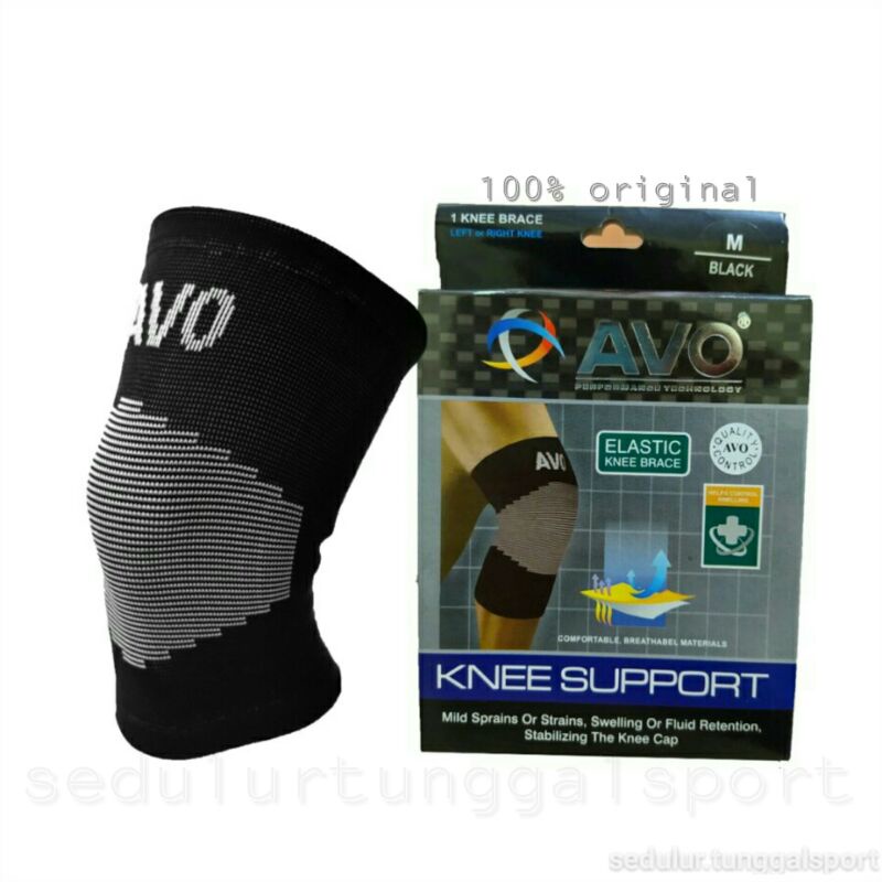 Deker Lutut Knee Band AVO Original Warna Hitam Ukuran Pendek Murah Deker Olahraga Voli Badminton Fut