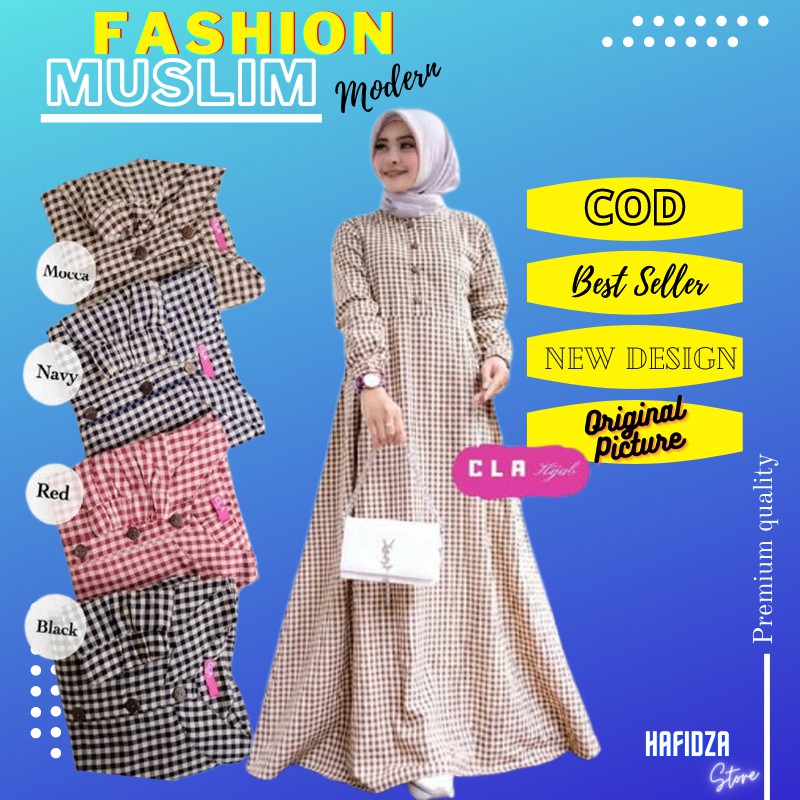 Baju Gamis Pakaian Busana Katun Perempuan Wanita Cewek Muslim Husna Maxy Dress Termurah Terbaru