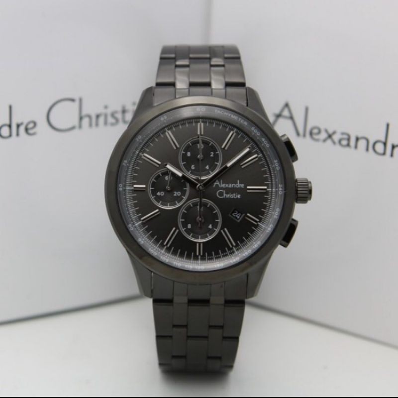 Jam Tangan Alexander Christie Pria Full Black ac6557