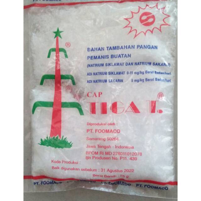 

Pemanis buatan cap Tiga T 25gr / natrium sinklamat