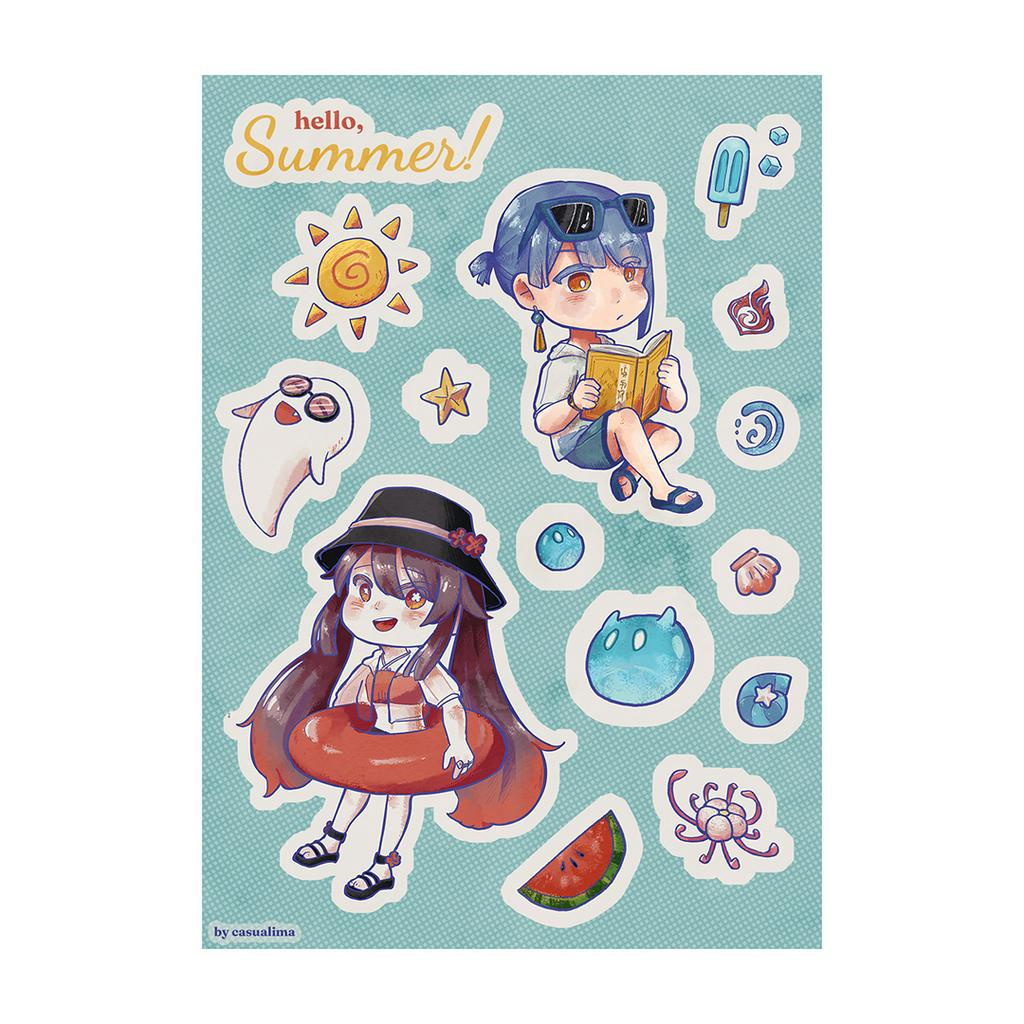 

Genshin Impact Sticker Xingqiu & Hu Tao A6 Sheet by casualima