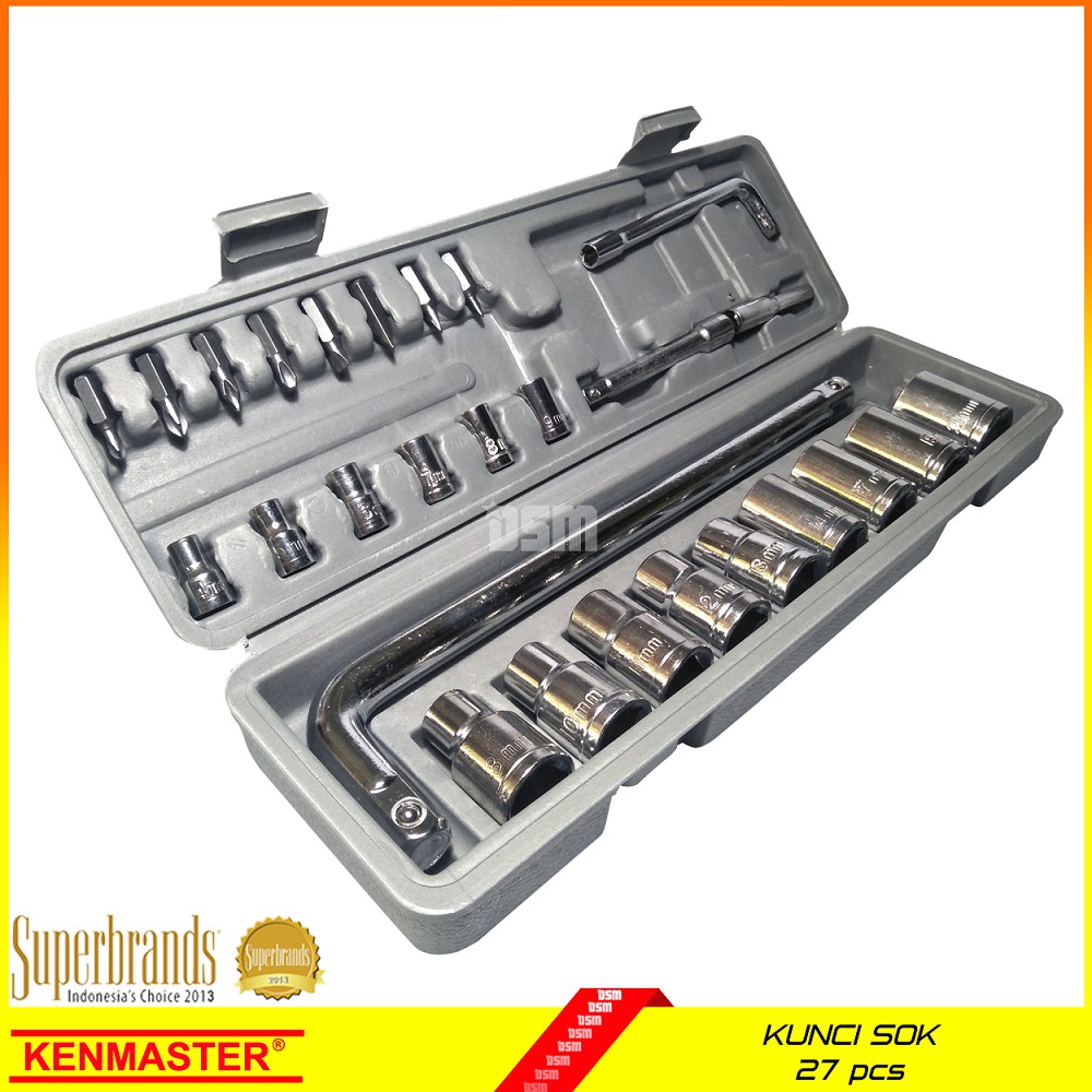 Kenmaster / Kunci Sok 27 Pcs / Kunci Shock / Kunci Set / Perkakas Bengkel / Perkakas Tukang / DSM
