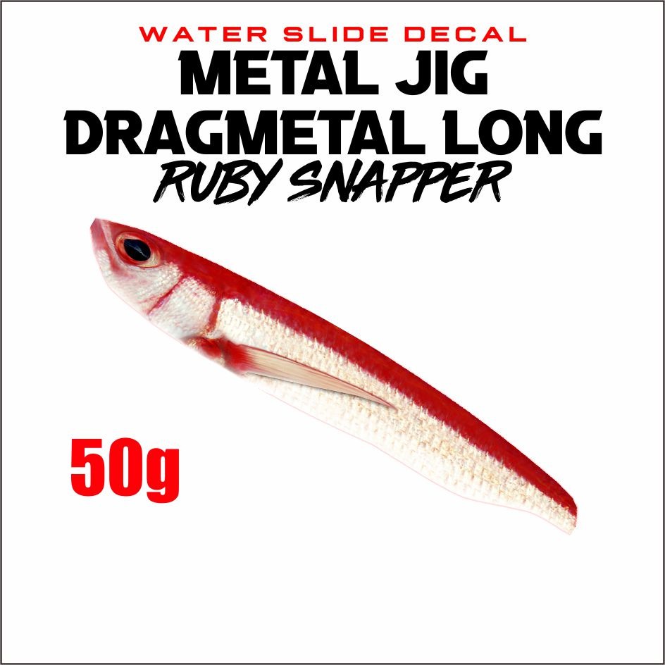 Dragmetal Long Ruby Snapper Water Slide Decal Metal Jig 50g 60g 80g