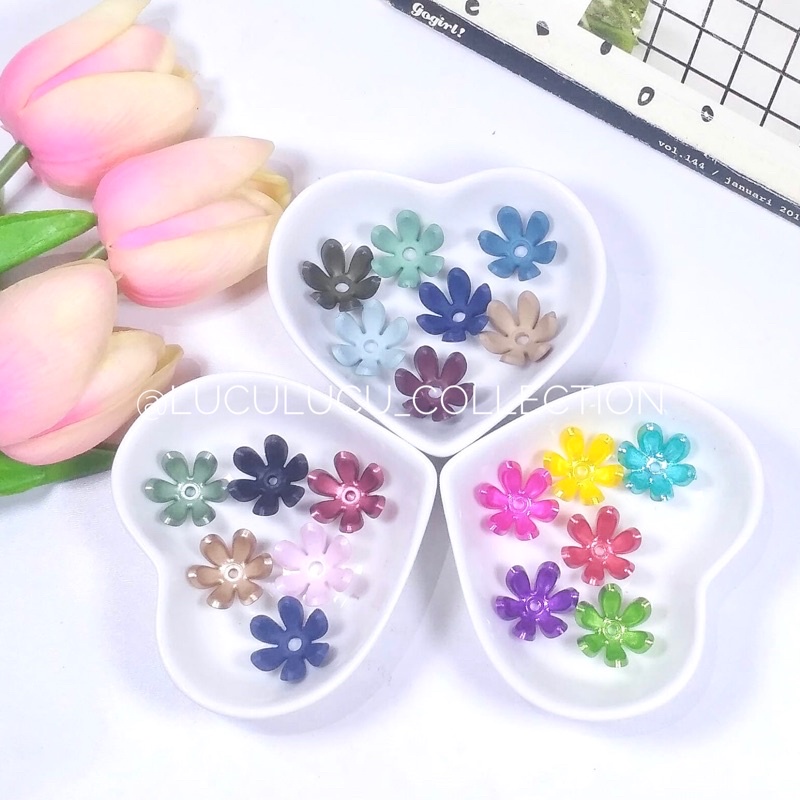 Manik Kelopak I (10 gram) / Manik Monte Mote Mangkok Kelopak Moza Bunga Akrilik Doff Bahan Strap Mas