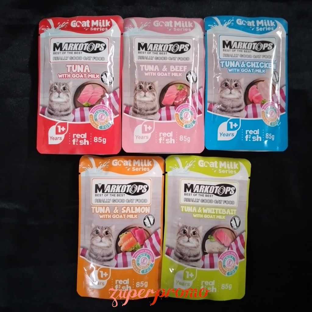 Markotops Pouch Adult Goat Milk 85gr / Makanan Basah Kucing Dewasa