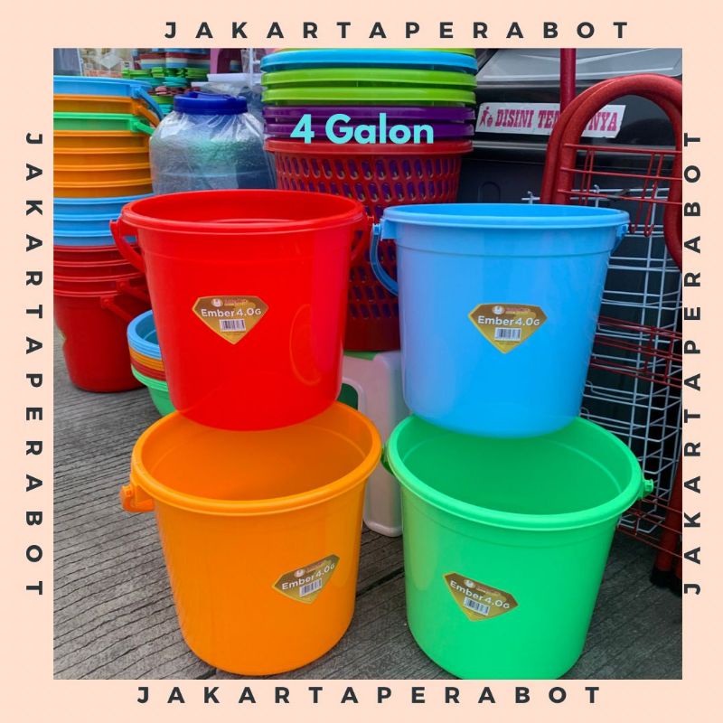 GoldenHen - Ember Plastik 2.5-4-6 Galon / Ember Air Plastik Dengan Tutup / Ember Plastik Tebal / Ember Plastik Murah / Ember Air Gagang Plastik / Ember Plastik Warna