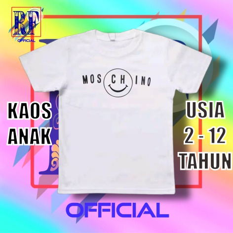 KAOS ANAK MOSCHINO BRAND DISTRO SMILE BAJU T-SHIRT VINTAGE KAOS KIDS TEE OOTD UNISEX PAKAIAN FASHION